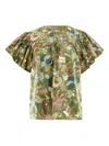 Ulla Johnson Perline Flutter-sleeve Floral Blouse In Multi
