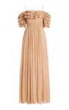 Ulla Johnson Persephone Off-the-shoulder Metallic Silk-blend Gown In Neutral