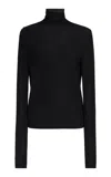 Ulla Johnson Philippa Jersey Twist Turtleneck Top In Black