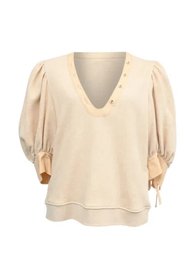 Pre-owned Ulla Johnson Pia Puffed-sleeve Blouse In Neutrals