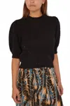 Ulla Johnson Pia Short Sleeve Top In Noir In Black