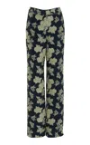 Ulla Johnson Pilar Printed Crepe Cigarette Pants In Navy