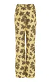 Ulla Johnson Pilar Printed Crepe Cigarette Pants In Yellow