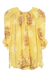 Ulla Johnson Pippa Floral Silk Blend Top In Yellow