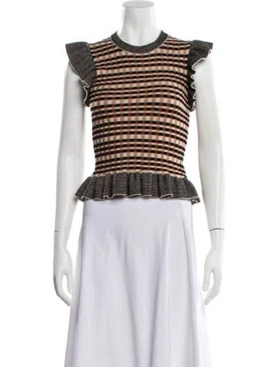Pre-owned Ulla Johnson Plaid Print Crew Neck Top In Multi
