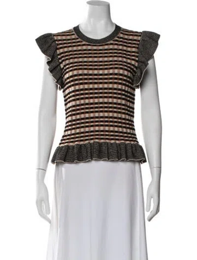 Pre-owned Ulla Johnson Plaid Print Crew Neck Top In Multi
