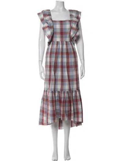 Pre-owned Ulla Johnson Plaid Print Long Dress In Multi