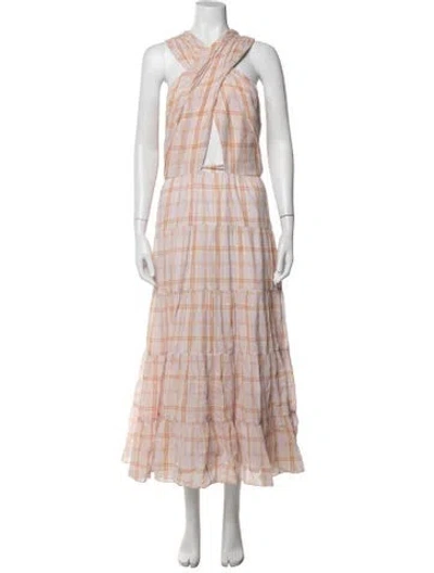 Pre-owned Ulla Johnson Plaid Print Long Dress In Multi