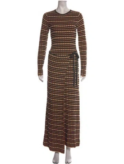 Pre-owned Ulla Johnson Plaid Print Long Dress In Neutrals