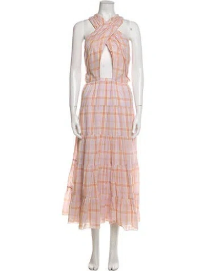 Pre-owned Ulla Johnson Plaid Print Long Dress In Purple