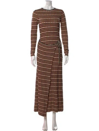 Pre-owned Ulla Johnson Plaid Print Long Dress W/ Tags In Neutral