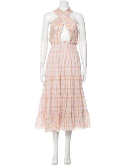 Pre-owned Ulla Johnson Plaid Print Long Dress W/ Tags In Purple