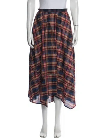Pre-owned Ulla Johnson Plaid Print Long Skirt In Multicolor