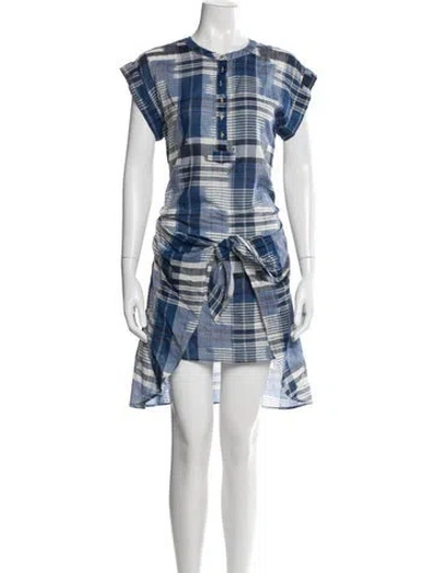 Pre-owned Ulla Johnson Plaid Print Midi Length Dress In Blue