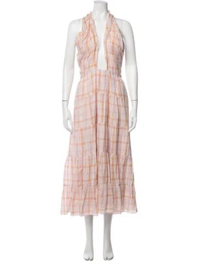 Pre-owned Ulla Johnson Plaid Print Midi Length Dress In Purple