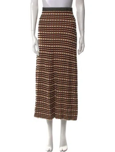 Pre-owned Ulla Johnson Plaid Print Midi Length Skirt In Brown