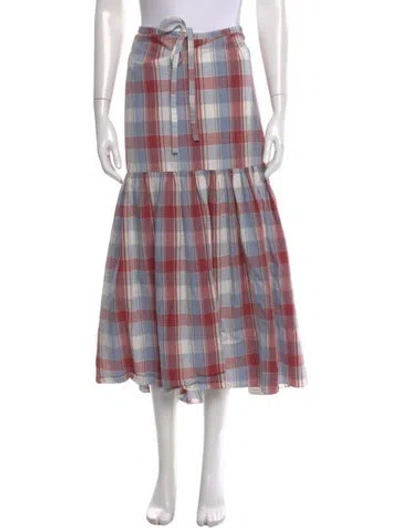 Pre-owned Ulla Johnson Plaid Print Midi Length Skirt In Multi