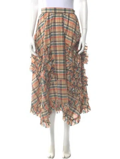 Pre-owned Ulla Johnson Plaid Print Midi Length Skirt In Neutral