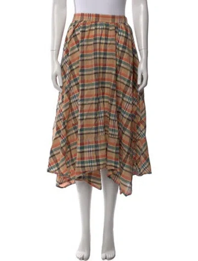 Pre-owned Ulla Johnson Plaid Print Midi Length Skirt In Neutral