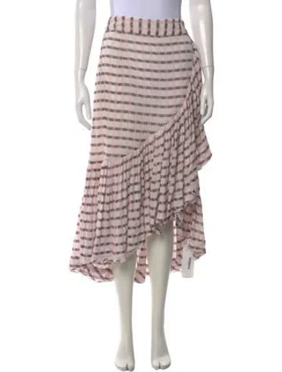 Pre-owned Ulla Johnson Plaid Print Midi Length Skirt In Pink