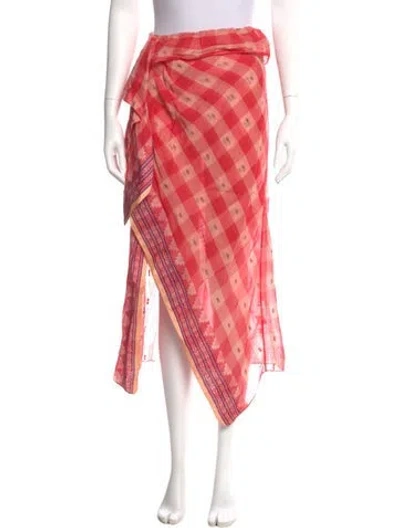 Pre-owned Ulla Johnson Plaid Print Midi Length Skirt In Red