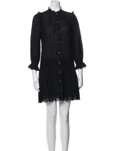 Pre-owned Ulla Johnson Plaid Print Mini Dress In Black