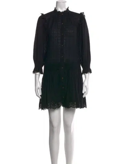 Pre-owned Ulla Johnson Plaid Print Mini Dress In Black