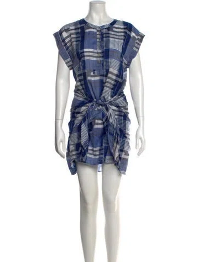 Pre-owned Ulla Johnson Plaid Print Mini Dress In Blue
