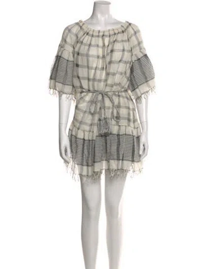 Pre-owned Ulla Johnson Plaid Print Mini Dress In Neutral