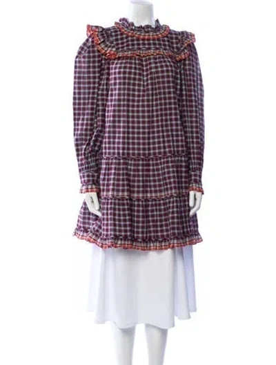Pre-owned Ulla Johnson Plaid Print Mock Neck Tunic In Multi