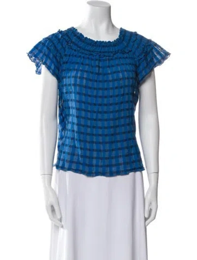 Pre-owned Ulla Johnson Plaid Print Scoop Neck Top In Multi