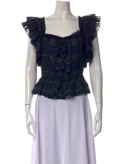 Pre-owned Ulla Johnson Plaid Print Square Neckline Blouse In Multicolor