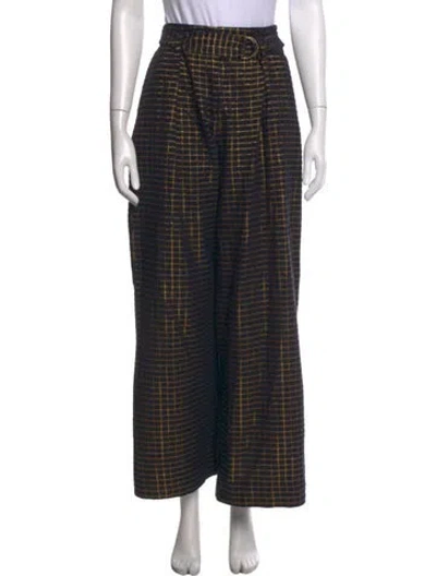 Pre-owned Ulla Johnson Plaid Print Wide Leg Pants In Blue/metallic