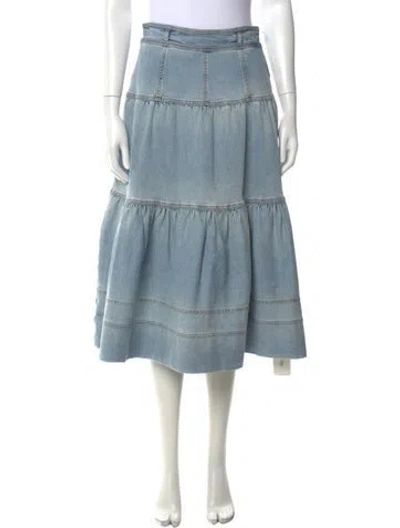 Pre-owned Ulla Johnson Pleated Accents Long Skirt In Blue