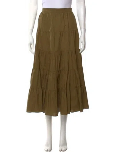 Pre-owned Ulla Johnson Pleated Accents Long Skirt In Brown