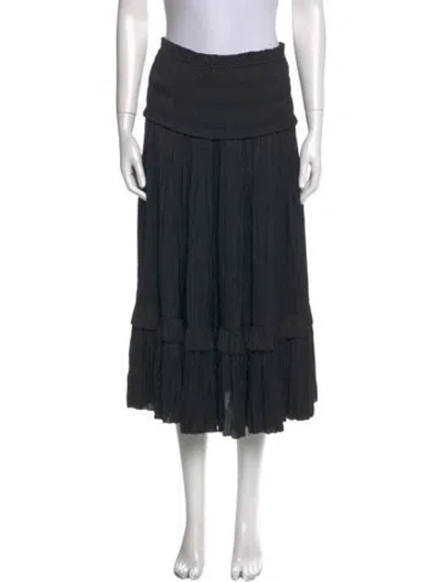Pre-owned Ulla Johnson Pleated Accents Midi Length Skirt In Black