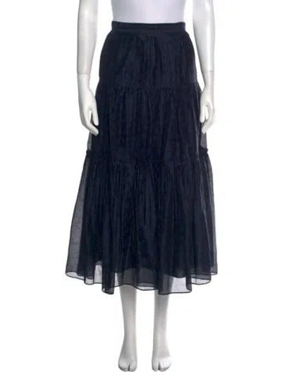 Pre-owned Ulla Johnson Pleated Accents Midi Length Skirt In Blue