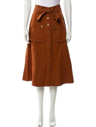 Pre-owned Ulla Johnson Pleated Accents Midi Length Skirt In Brown