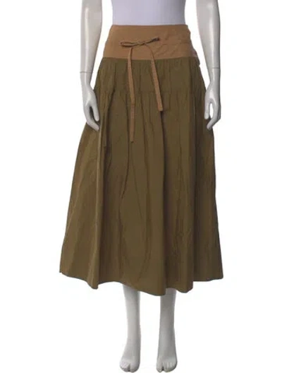Pre-owned Ulla Johnson Pleated Accents Midi Length Skirt In Brown