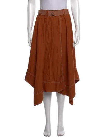 Pre-owned Ulla Johnson Pleated Accents Midi Length Skirt In Brown