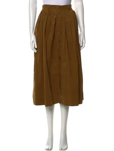 Pre-owned Ulla Johnson Pleated Accents Midi Length Skirt In Green