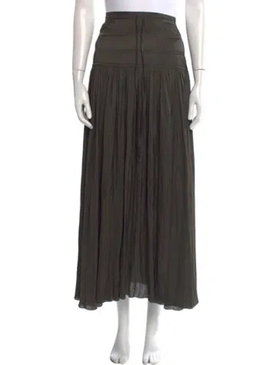 Pre-owned Ulla Johnson Pleated Accents Midi Length Skirt In Green