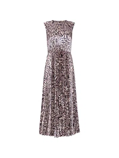 Ulla Johnson Pleated Animal-print Midi Dress In Black