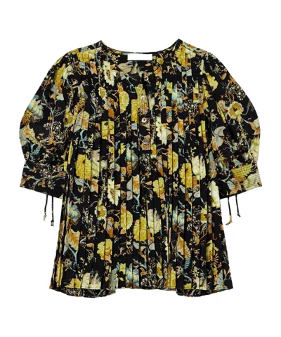 Ulla Johnson Pleated Floral Shirt In Multi