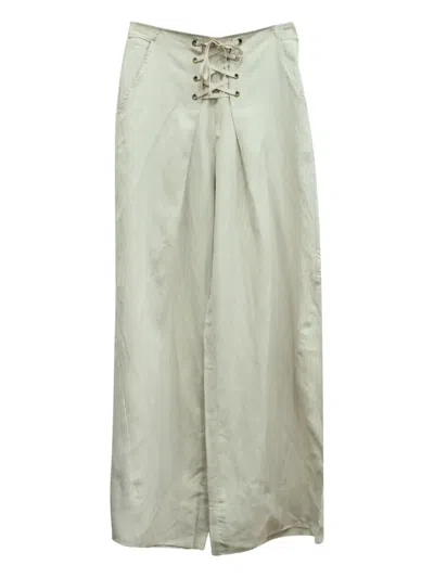 Pre-owned Ulla Johnson Pleated Lace-up Trousers In Neutral