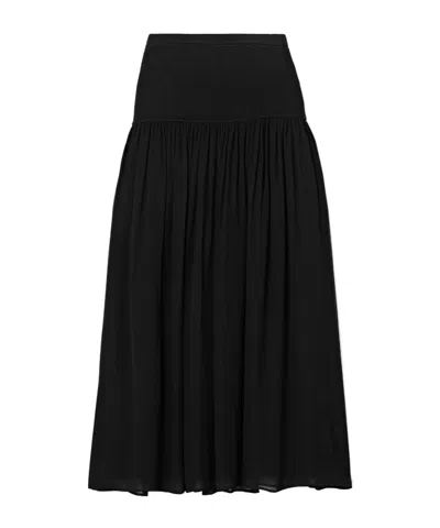 Ulla Johnson Pleated Midi Skirt In Black