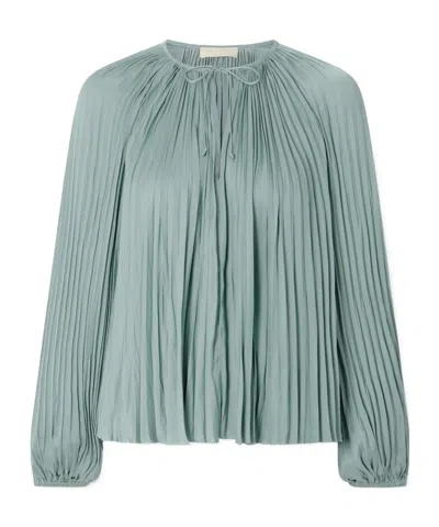 Ulla Johnson Pleated Satin Shirt In Green