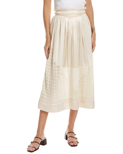 Ulla Johnson Pleated Silk & Linen-blend Skirt In Multi