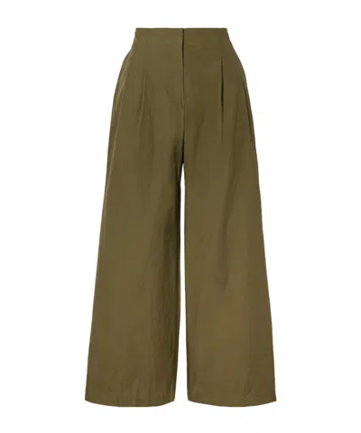 Ulla Johnson Pleated Wide-leg Casual Pants In Green