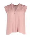 Ulla Johnson Plisse Blouse In Pink Polyester In Pink